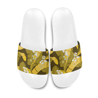 Yellow Banana Leaf Hawaii Slide Sandals Lau Maia Plumeria Tropical Summer Vibes