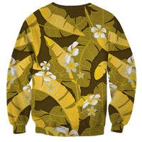Yellow Banana Leaf Hawaii Sweatshirt Lau Maia Plumeria Tropical Summer Vibes