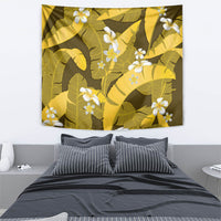 Yellow Banana Leaf Hawaii Tapestry Lau Maia Plumeria Tropical Summer Vibes
