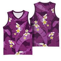 Purple Banana Leaf Hawaii Basketball Jersey Lau Maia Plumeria Tropical Summer Vibes