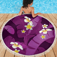 Purple Banana Leaf Hawaii Beach Blanket Lau Maia Plumeria Tropical Summer Vibes