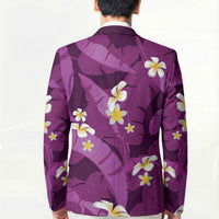 Purple Banana Leaf Hawaii Blazer Lau Maia Plumeria Tropical Summer Vibes