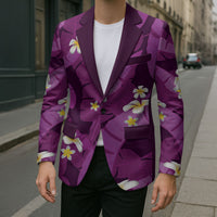Purple Banana Leaf Hawaii Blazer Lau Maia Plumeria Tropical Summer Vibes