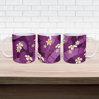 Purple Banana Leaf Hawaii Ceramic Mug Lau Maia Plumeria Tropical Summer Vibes