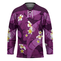 Purple Banana Leaf Hawaii Hockey Jersey Lau Maia Plumeria Tropical Summer Vibes