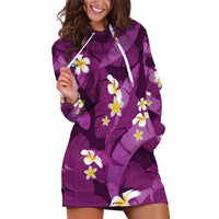 Purple Banana Leaf Hawaii Hoodie Dress Lau Maia Plumeria Tropical Summer Vibes
