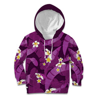 Purple Banana Leaf Hawaii Kid Hoodie Lau Maia Plumeria Tropical Summer Vibes