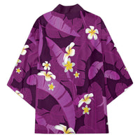 Purple Banana Leaf Hawaii Kimono Lau Maia Plumeria Tropical Summer Vibes