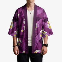 Purple Banana Leaf Hawaii Kimono Lau Maia Plumeria Tropical Summer Vibes