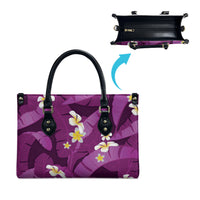 Purple Banana Leaf Hawaii Leather Bag Lau Maia Plumeria Tropical Summer Vibes