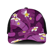 Purple Banana Leaf Hawaii Mesh Trucker Cap Lau Maia Plumeria Tropical Summer Vibes