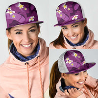 Purple Banana Leaf Hawaii Mesh Trucker Cap Lau Maia Plumeria Tropical Summer Vibes