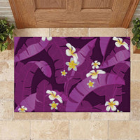 Purple Banana Leaf Hawaii Rubber Doormat Lau Maia Plumeria Tropical Summer Vibes