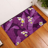 Purple Banana Leaf Hawaii Rubber Doormat Lau Maia Plumeria Tropical Summer Vibes