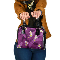 Purple Banana Leaf Hawaii Shoulder Handbag Lau Maia Plumeria Tropical Summer Vibes