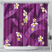 Purple Banana Leaf Hawaii Shower Curtain Lau Maia Plumeria Tropical Summer Vibes
