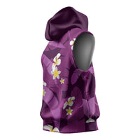 Purple Banana Leaf Hawaii Sleeveless Hoodie Lau Maia Plumeria Tropical Summer Vibes
