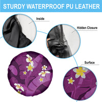 Purple Banana Leaf Hawaii Spare Tire Cover Lau Maia Plumeria Tropical Summer Vibes