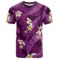 Purple Banana Leaf Hawaii T Shirt Lau Maia Plumeria Tropical Summer Vibes