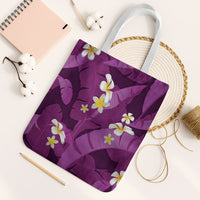 Purple Banana Leaf Hawaii Tote Bag Lau Maia Plumeria Tropical Summer Vibes