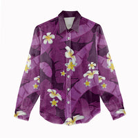 Purple Banana Leaf Hawaii Women Casual Shirt Lau Maia Plumeria Tropical Summer Vibes