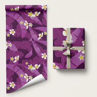 Purple Banana Leaf Hawaii Wrapping Paper Lau Maia Plumeria Tropical Summer Vibes
