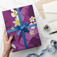 Purple Banana Leaf Hawaii Wrapping Paper Lau Maia Plumeria Tropical Summer Vibes