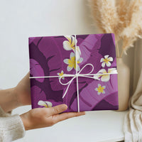 Purple Banana Leaf Hawaii Wrapping Paper Lau Maia Plumeria Tropical Summer Vibes