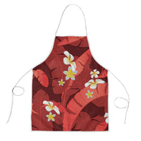 Red Banana Leaf Hawaii Apron Lau Maia Plumeria Tropical Summer Vibes
