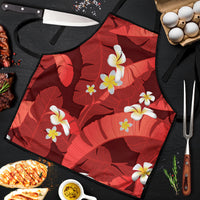 Red Banana Leaf Hawaii Apron Lau Maia Plumeria Tropical Summer Vibes