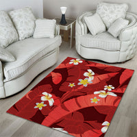 Red Banana Leaf Hawaii Area Rug Lau Maia Plumeria Tropical Summer Vibes