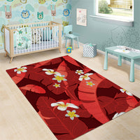 Red Banana Leaf Hawaii Area Rug Lau Maia Plumeria Tropical Summer Vibes