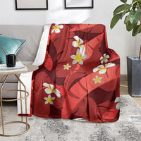 Red Banana Leaf Hawaii Blanket Lau Maia Plumeria Tropical Summer Vibes