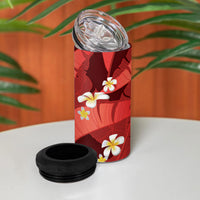 Red Banana Leaf Hawaii 4 in 1 Can Cooler Tumbler Lau Maia Plumeria Tropical Summer Vibes