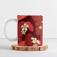 Red Banana Leaf Hawaii Ceramic Mug Lau Maia Plumeria Tropical Summer Vibes