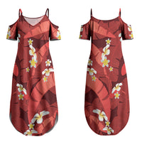Red Banana Leaf Hawaii Couples Matching Summer Maxi Dress and Hawaiian Shirt Lau Maia Plumeria Tropical Summer Vibes