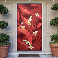 Red Banana Leaf Hawaii Door Cover Lau Maia Plumeria Tropical Summer Vibes