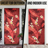 Red Banana Leaf Hawaii Door Cover Lau Maia Plumeria Tropical Summer Vibes