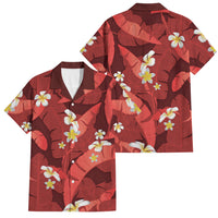 Red Banana Leaf Hawaii Family Matching Mermaid Dress and Hawaiian Shirt Lau Maia Plumeria Tropical Summer Vibes