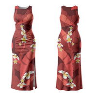 Red Banana Leaf Hawaii Family Matching Tank Maxi Dress and Hawaiian Shirt Lau Maia Plumeria Tropical Summer Vibes