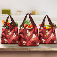 Red Banana Leaf Hawaii Grocery Bag Lau Maia Plumeria Tropical Summer Vibes