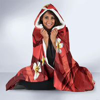 Red Banana Leaf Hawaii Hooded Blanket Lau Maia Plumeria Tropical Summer Vibes