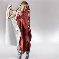 Red Banana Leaf Hawaii Hooded Blanket Lau Maia Plumeria Tropical Summer Vibes