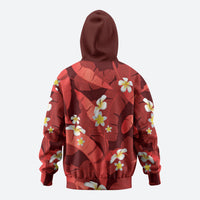 Red Banana Leaf Hawaii Hoodie Lau Maia Plumeria Tropical Summer Vibes