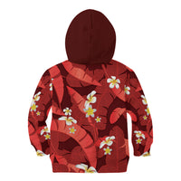 Red Banana Leaf Hawaii Kid Hoodie Lau Maia Plumeria Tropical Summer Vibes