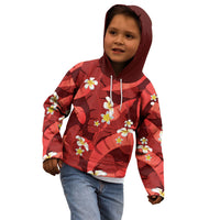 Red Banana Leaf Hawaii Kid Hoodie Lau Maia Plumeria Tropical Summer Vibes