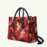 Red Banana Leaf Hawaii Leather Bag Lau Maia Plumeria Tropical Summer Vibes