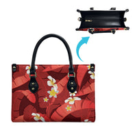 Red Banana Leaf Hawaii Leather Bag Lau Maia Plumeria Tropical Summer Vibes