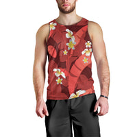 Red Banana Leaf Hawaii Men Tank Top Lau Maia Plumeria Tropical Summer Vibes