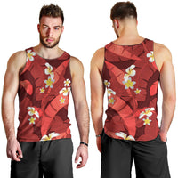 Red Banana Leaf Hawaii Men Tank Top Lau Maia Plumeria Tropical Summer Vibes